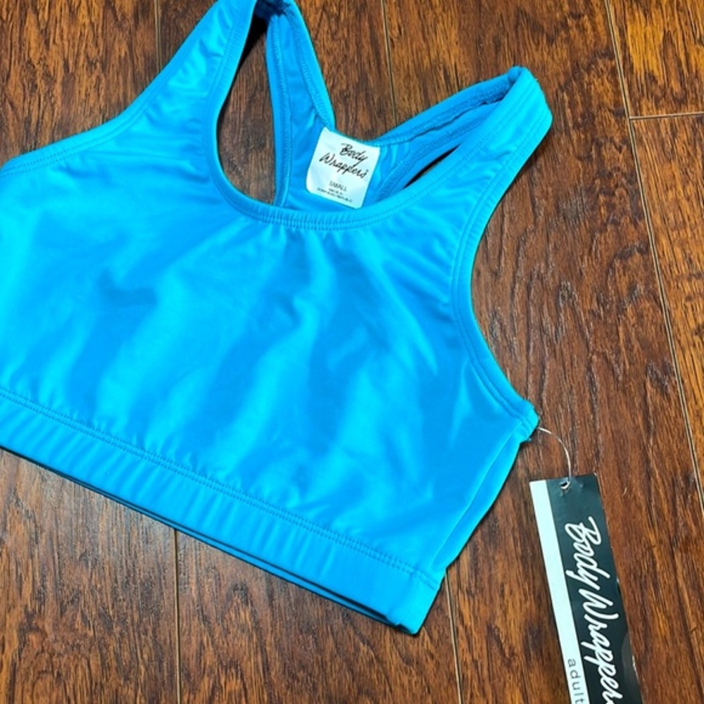 NWT- Body Wrappers Racer back Sports Bra Teal blue